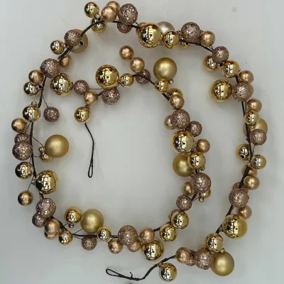 Kugelgirlande, gold, Kunststoff, Länge ca. 180 cm