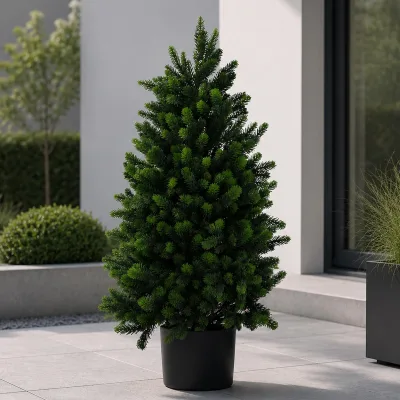 Künstliche Tanne MCW-R29, Dekobaum Kunstbaum Kunstpflanze, Outdoor Polyethylen, 90cm