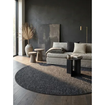 Kurzflorteppich AMMER, einfarbig, Anthrazit, Ø 200 cm