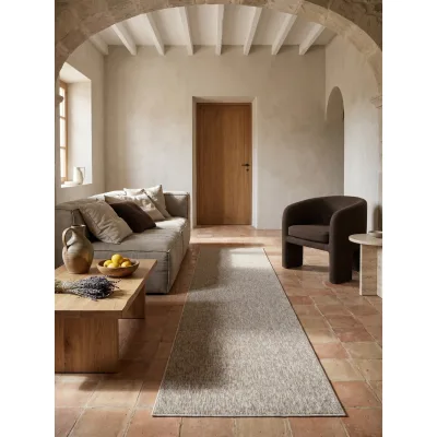 Kurzflorteppich AMMER, einfarbig, Beige, 80 x 250 cm