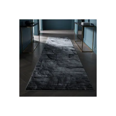 Kurzflorteppich DRAU, in Steinoptik, Schwarz, 80 x 300 cm