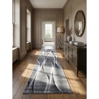 Kurzflorteppich DRAU, mit Farbverlauf, Schwarz, 80 x 300 cm