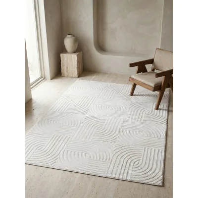 Kurzflorteppich ILLER, mit 3D-Design, aus Jute, Creme, 280 x 370 cm