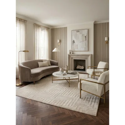 Kurzflorteppich ILLER, mit 3D-Design, aus Jute, Florhöhe 12 mm, Beige, 120 x 170 cm