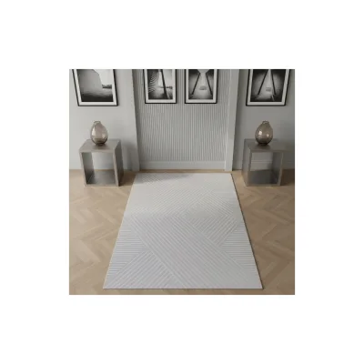 Kurzflorteppich ILLER, mit 3D-Design, aus Jute, Florhöhe 12 mm, Silber, 240 x 340 cm