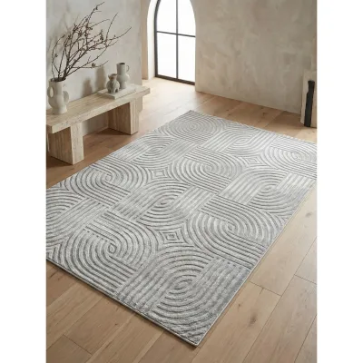 Kurzflorteppich ILLER, mit 3D-Design, aus Jute, Silber, 80 x 150 cm