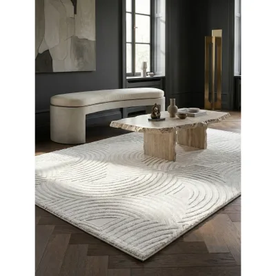 Kurzflorteppich ILLER, mit 3D-Design, Florhöhe 12 mm, Creme, 140 x 200 cm