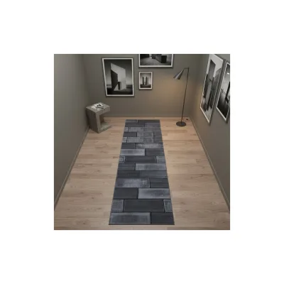 Kurzflorteppich INN, in Steinoptik, Schwarz, 80 x 300 cm