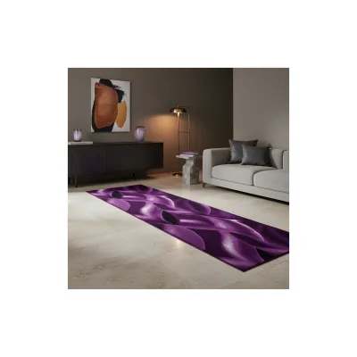 Kurzflorteppich INN, mit abstraktem Wellenmuster, Violett, 80 x 300 cm
