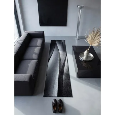 Kurzflorteppich INN, mit Farbverlauf, Schwarz, 80 x 300 cm