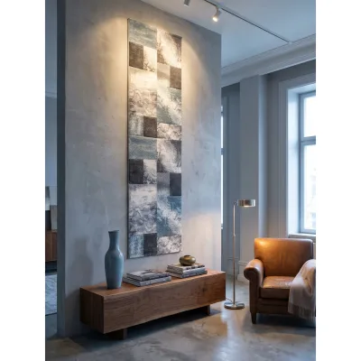 Kurzflorteppich LATEMAR, kariert, aus Polypropylen, Blau, 80 x 150 cm