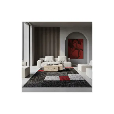 Kurzflorteppich LATEMAR, kariert, Rot, 120 x 170 cm