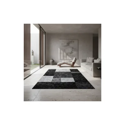 Kurzflorteppich LATEMAR, kariert, Schwarz, 280 x 370 cm