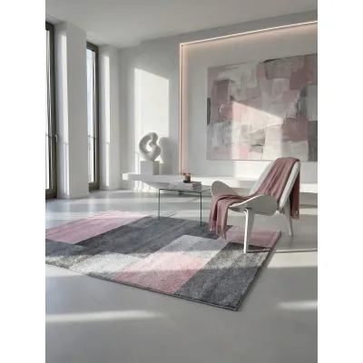 Kurzflorteppich SOLDA, kariert, Rosa, 140 x 200 cm