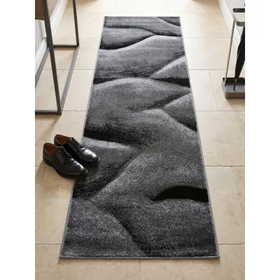 Kurzflorteppich SOLDA, mit Farbverlauf, Schwarz, 80 x 150 cm