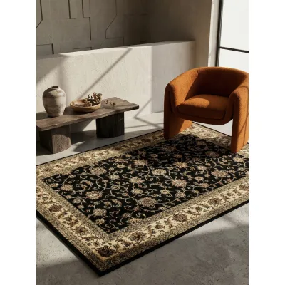 Kurzflorteppich TANNHEIM, orientalisch, aus Polypropylen, Schwarz, 80 x 150 cm