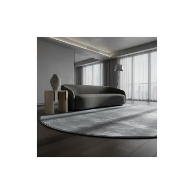 Kurzflorteppich Waschbar LECH, einfarbig, Silber, Ø 200 cm