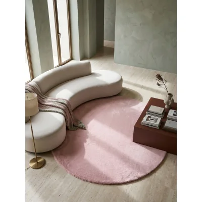 Kurzflorteppich Waschbar ISAR, einfarbig, aus Polyester, Rosa, Ø 160 cm