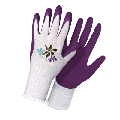 Latex-Handschuh, lila-weiß,