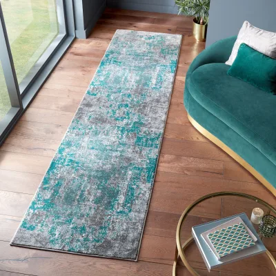 Läufer abstrakt Grün-Grau 80 x 300 cm - DEE   Kadima Design
