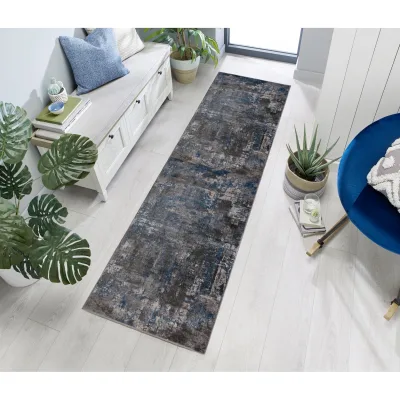 Läufer Jute Blau-Grau 80 x 300 cm - DEE   Kadima Design