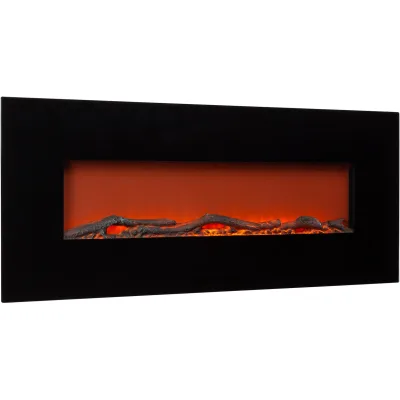 Lausanne Long Elektrischer Kamin 1600W 2 Heizstufen 128 cm Schwarz