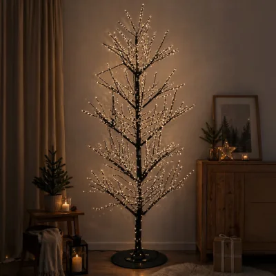 LED Baum, 2080 LEDs, warmweiss, schwarz, Höhe ca. 380 cm