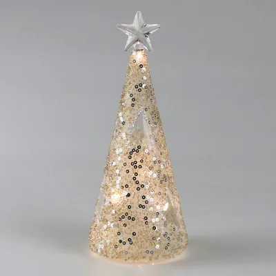 LED Baum mit Stern, gold, Ø 7,5 × H 20 cm