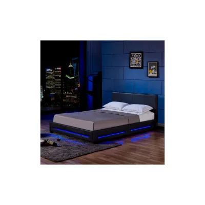 LED Bett ASTEROID - 160 x 200 cm Schwarz