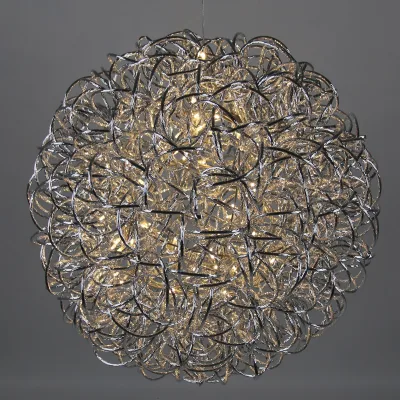 LED Drahtkugel, silber, 60 LEDs, ca. Ø 30 cm