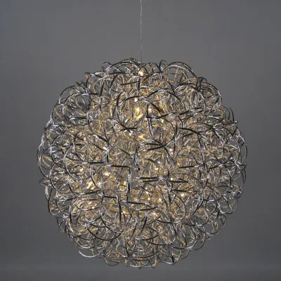 LED Drahtkugel, silber, 60 LEDs, ca. Ø 40cm