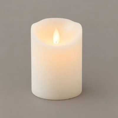 LED Echtwachskerze 'Magic Flame', creme, Ø 7,5 x H 10 cm