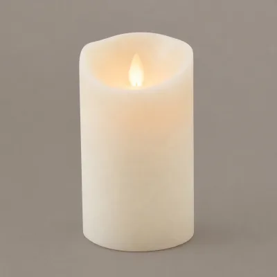 LED Echtwachskerze 'Magic Flame', creme, Ø 7,5 x H 12,5 cm