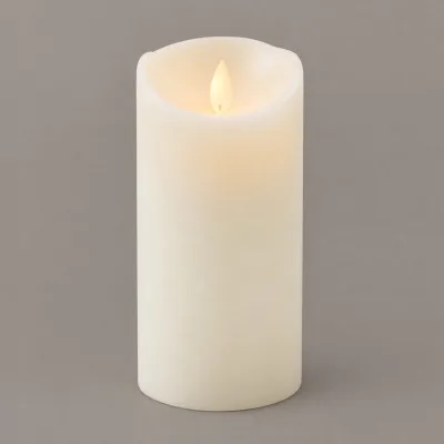 LED Echtwachskerze 'Magic Flame', creme, Ø 7,5 x H 15 cm