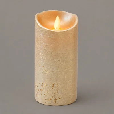 LED Echtwachskerze 'Magic Flame', gold, Ø 7,5 x H 15 cm