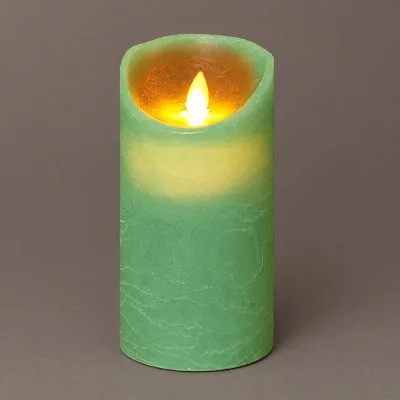 LED Echtwachskerze 'Magic Flame', jade, Ø 7,5 x H 15 cm