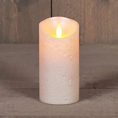LED Echtwachskerze 'Magic Flame', perle, Ø 7,5 x H 15 cm