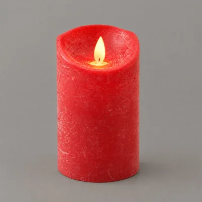 LED Echtwachskerze 'Magic Flame', rot, Ø 7,5 x H 12,5 cm