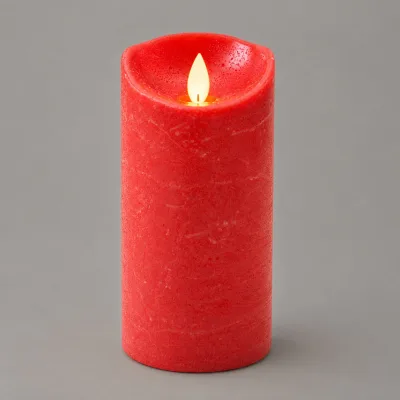 LED Echtwachskerze 'Magic Flame', rot, Ø 7,5 x H 15 cm