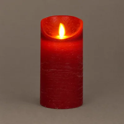 LED Echtwachskerze 'Magic Flame', weinrot, Ø 7,5 x H 15 cm