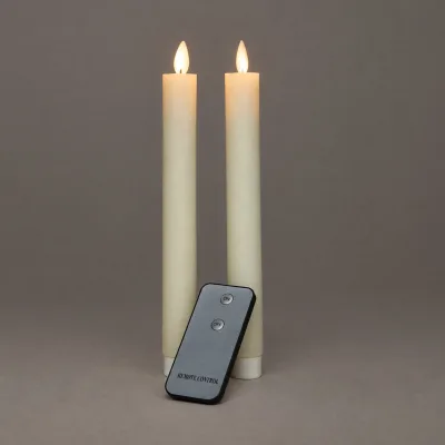 LED Echtwachskerzen 'Magic Flame', elfenbein, 2 Kerzen inkl. Fernbedienung