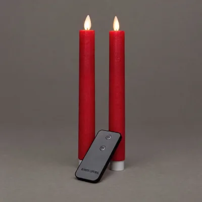 LED Echtwachskerzen 'Magic Flame', rot, 2 Kerzen inkl. Fernbedienung & Batterie