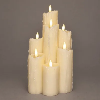 LED Echtwachskerzen 'Tropfen', creme, Höhe ca. 25 cm