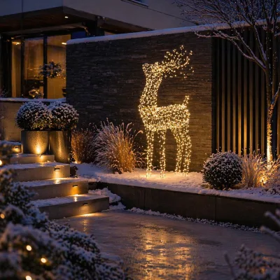 LED Hirsch, 960 warmweiße LEDs, gold, Höhe ca. 120 cm