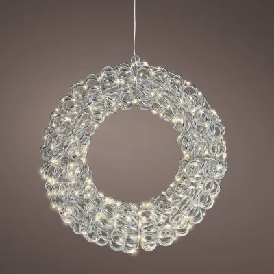 LED Kranz, 300 LEDs, silber, warmweiß, Ø ca. 38 cm