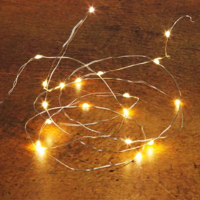 LED Silberdraht, warmweiß, 20 LEDs, Länge ca. 1,8 m
