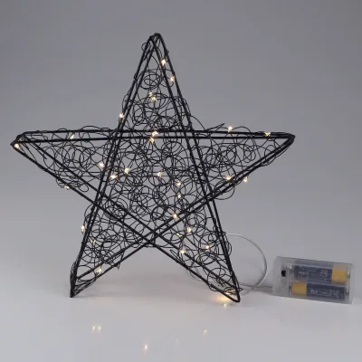 LED Stern, 30 LEDs, schwarz, Metall, Ø 25 cm