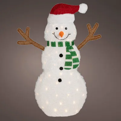LED Stoff-Schneemann, 50 warmweiße LEDs, Höhe ca. 107 cm