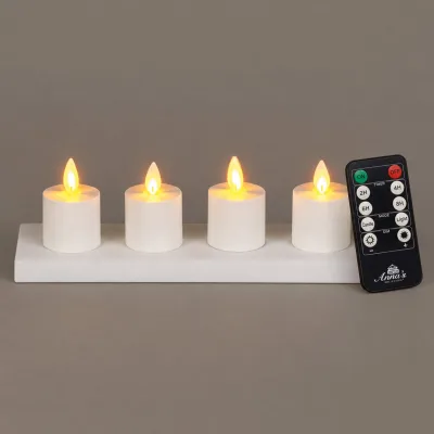 LED Teelichter Magic Flame, warmweiß, 4er-Set inkl. Ladestation