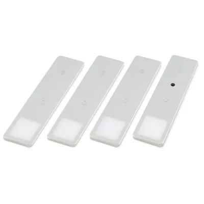 LED Unterbauleuchten SET Solid2, silbergrau mit mech. Schalter, 3W, 200cm Kabellänge, 4er Set neutralweiss
